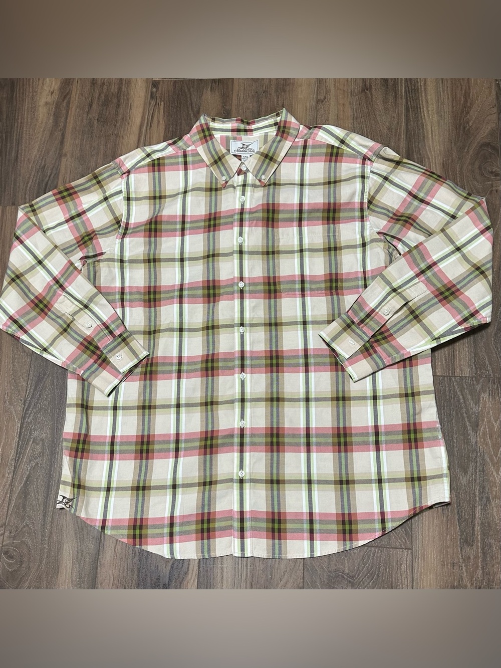Madda Fella Men’s Long Sleeve Button up Shirt Plaid 100% Cotton 2XL Marlin
